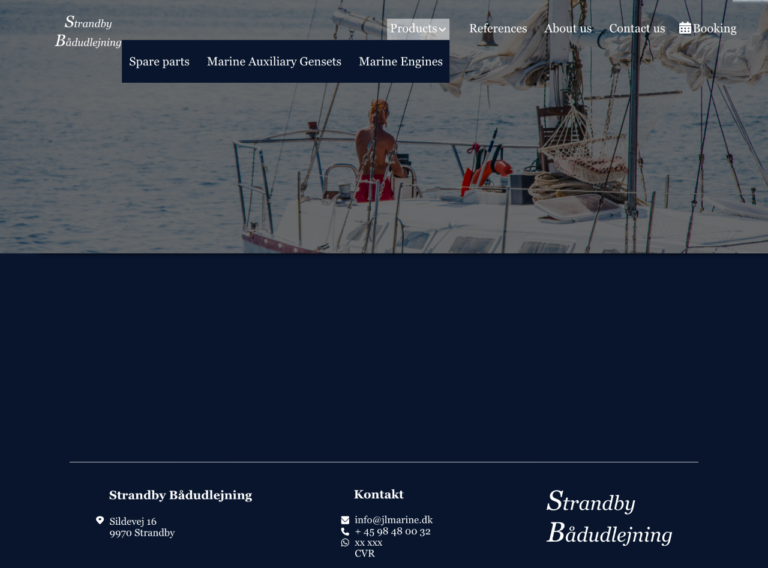 Strandby Bådudlejning header dropdown